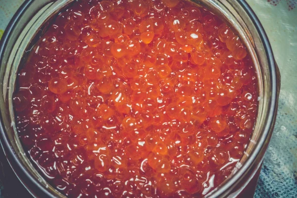 Macro de caviar rojo filtrado — Foto de Stock