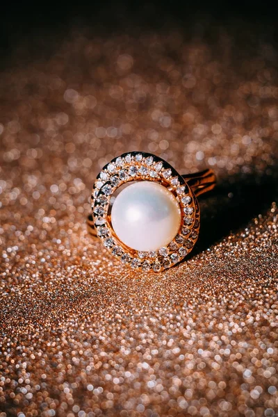 White Pearl Rose Gold Ring Filtered