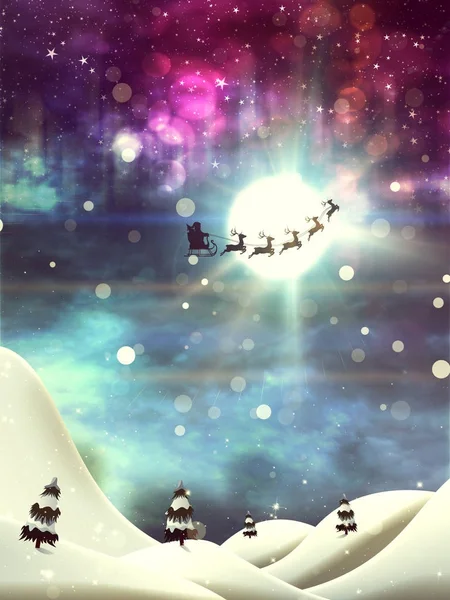 Julnatten och Santa — Stockfoto