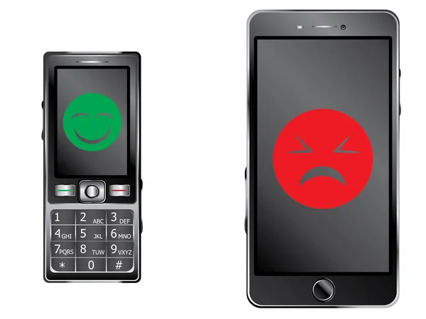 Alter Handy-Akku gegen Smartphone — Stockvektor