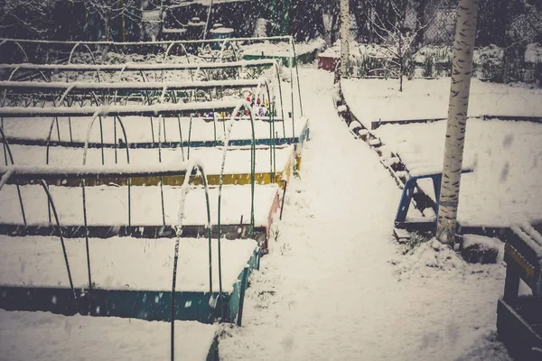 Queda de neve na cidade — Fotografia de Stock