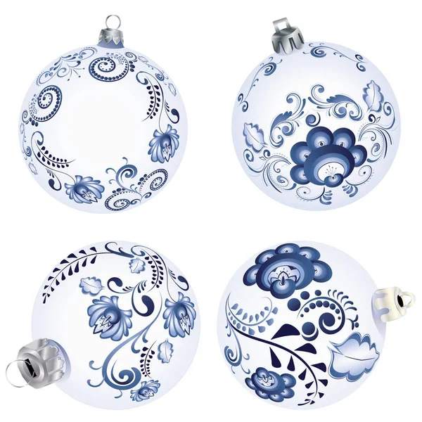 Bola de Navidad floral azul — Archivo Imágenes Vectoriales