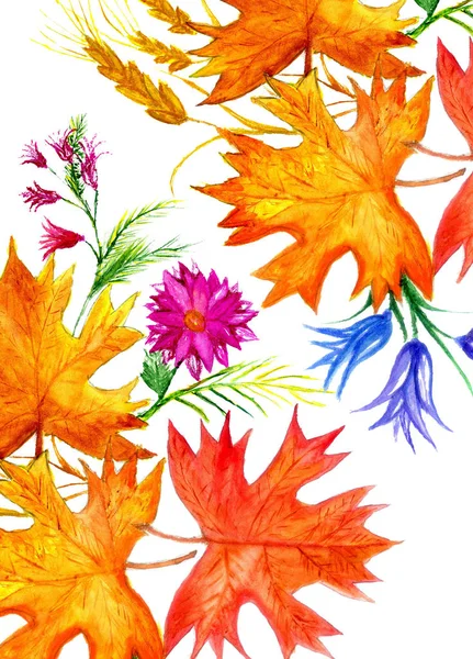 Autumn Leaf in Watercolor — Stock Photo, Image