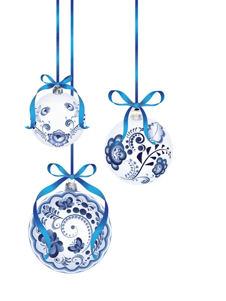 Modré květinové vánoční koule — Stockový vektor