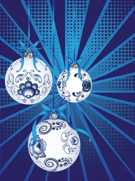 Niebieski kwiatowy Boże Narodzenie ball — Wektor stockowy