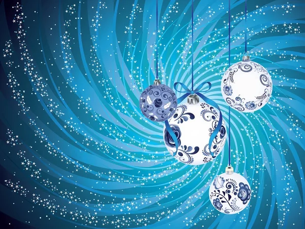 Boule de Noël florale bleue — Image vectorielle