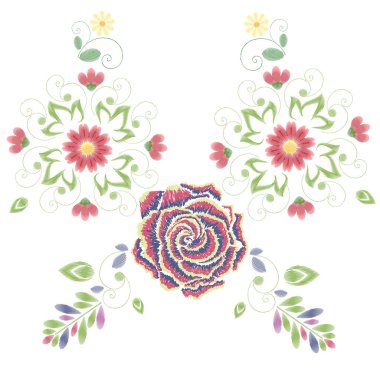 Nakış gül süsleme