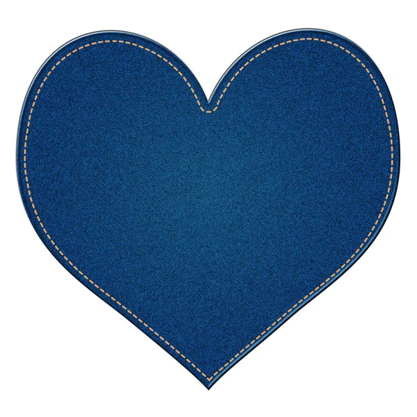 Coração Grunge Feito Textura Denim Azul Detalhada — Fotografia de Stock