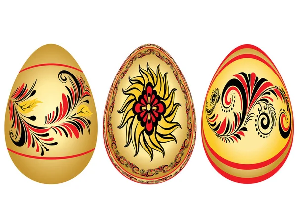 Huevos de Pascua con patrones populares — Vector de stock