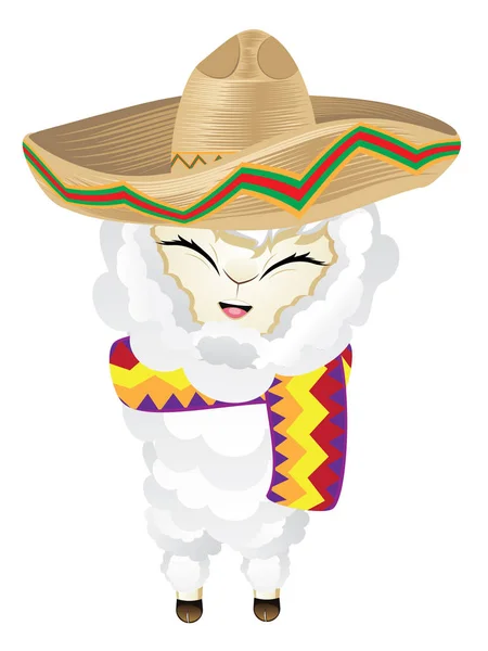 Cartoon alpacka i Sombrero — Stock vektor