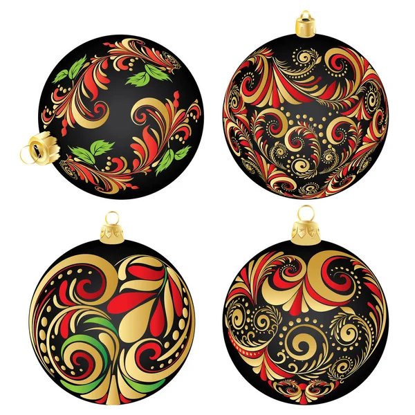 Ornamente de Crăciun cu modele populare — Vector de stoc
