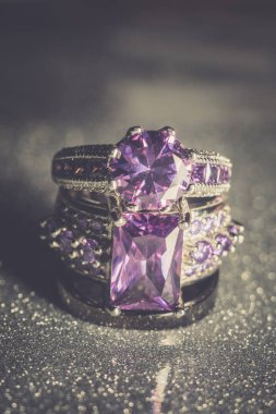 Mor Zirkon Retro ile gümüş yüzük