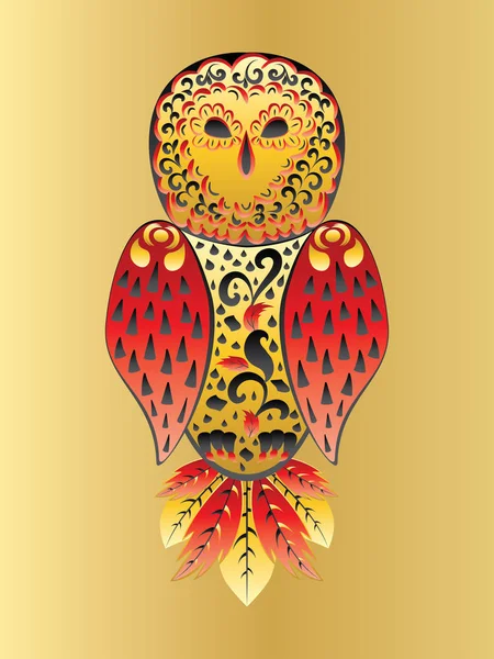 Folk Ornamental Owl — Stock Vector