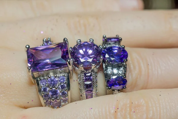 Bague Argent avec Zircon Violet — Photo