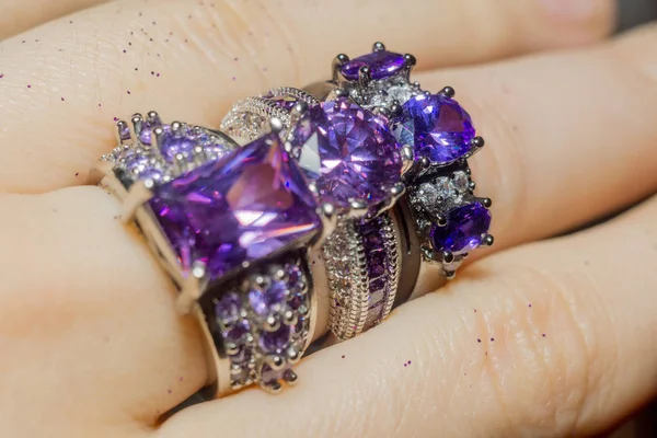 Bague Argent avec Zircon Violet — Photo