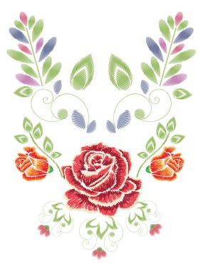 Nakış gül süsleme