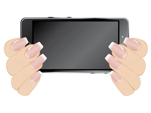 Smartphone i händerna — Stock vektor