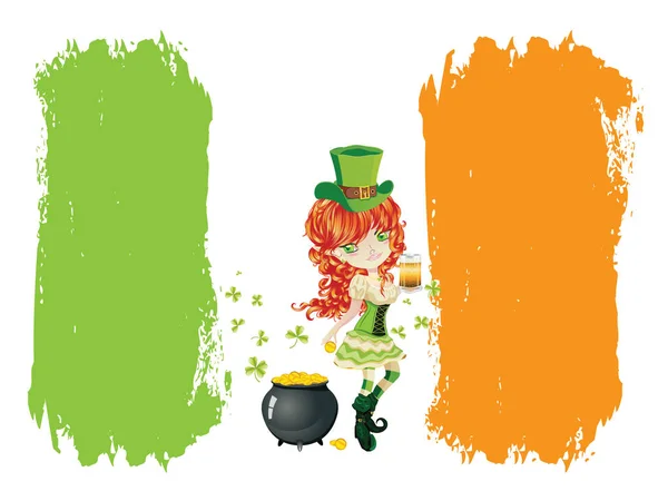 Illustrazione con Leprechaun — Vettoriale Stock