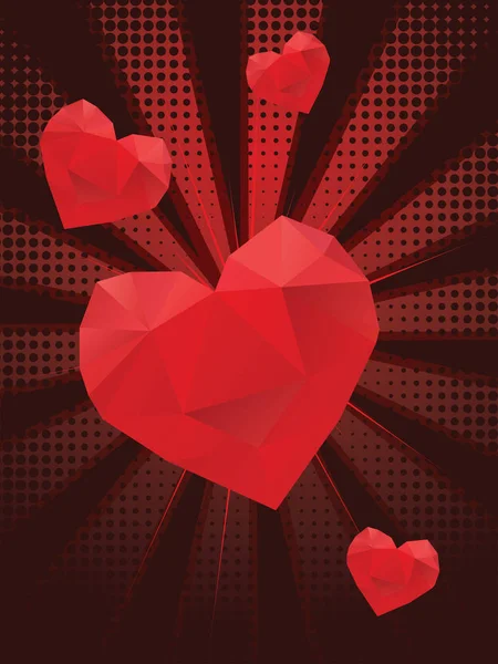 Valentins den, pozdrav s 3d srdce — Stockový vektor