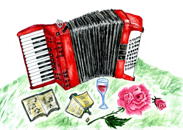 Retro accordeon kunst — Stockfoto