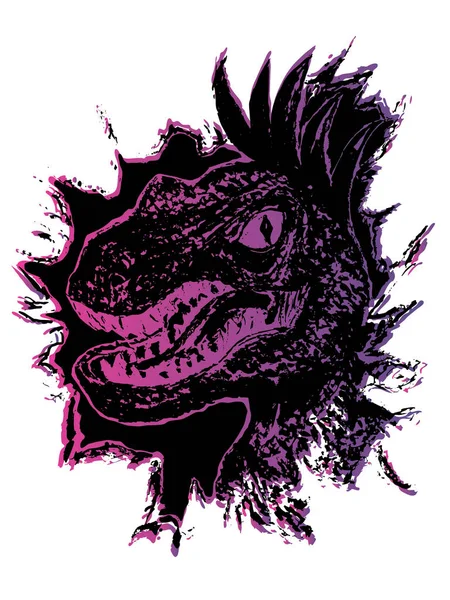 Grunge Velociraptor portre — Stok Vektör