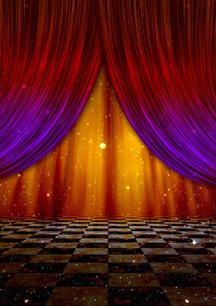 Fantasy stage with curtains — Stock Photo, Image