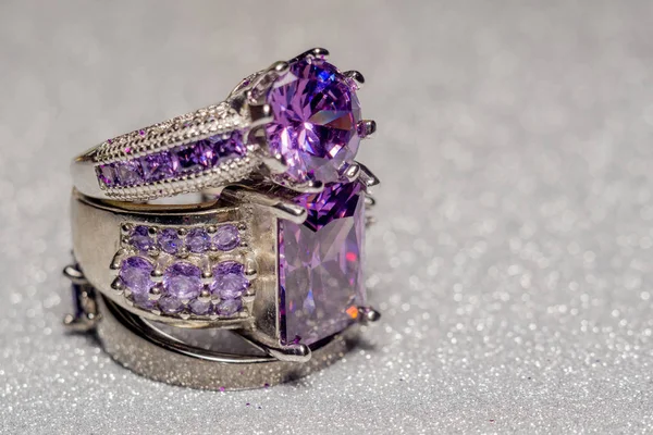 Bague Argent avec Zircon Violet — Photo