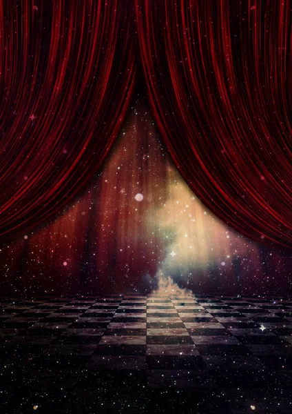 Fantasy stage with curtains — Stock Photo, Image