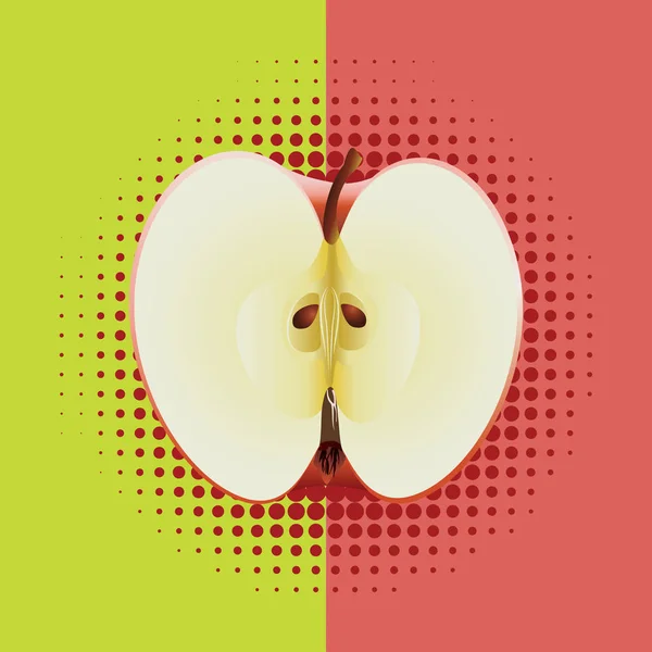 Jabłko pół pop-artu — Wektor stockowy