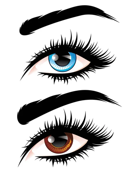 Eyes with long eyelashes — Stock Vector