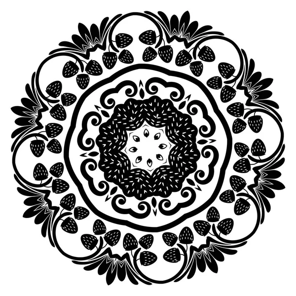 Квітковий орнамент з полуничними силуетами — стоковий вектор