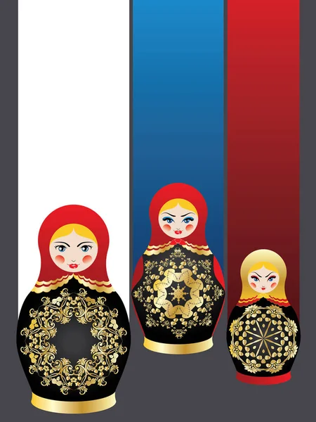 Poszter Hagyományos Orosz Szuvenír Matryoshka Babák Díszített Népi Díszek — Stock Vector