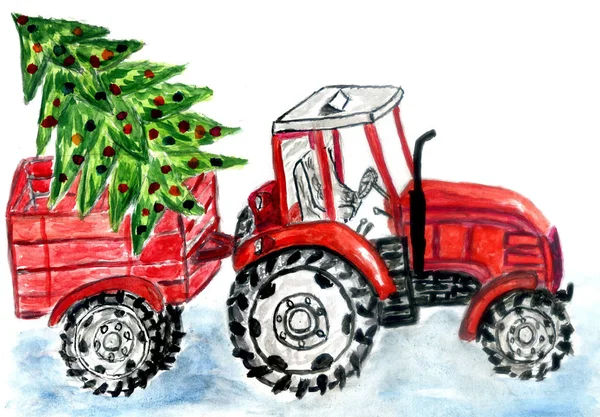 Tractor with Christmas tree