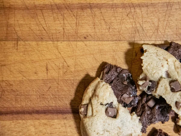 Regular Chocolate Homemade Cookies Wooden Background — Stock Photo, Image