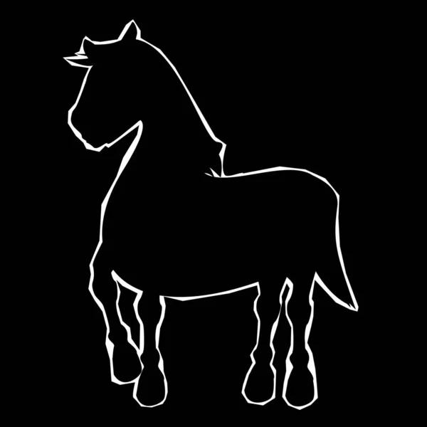 Mały Czarny Koń Stoi — Zdjęcie stockowe