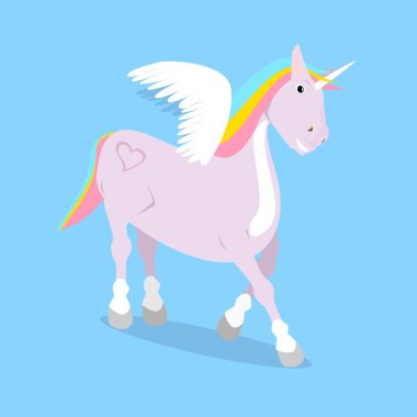 Büyük kanatları olan harika bir Tekboynuz