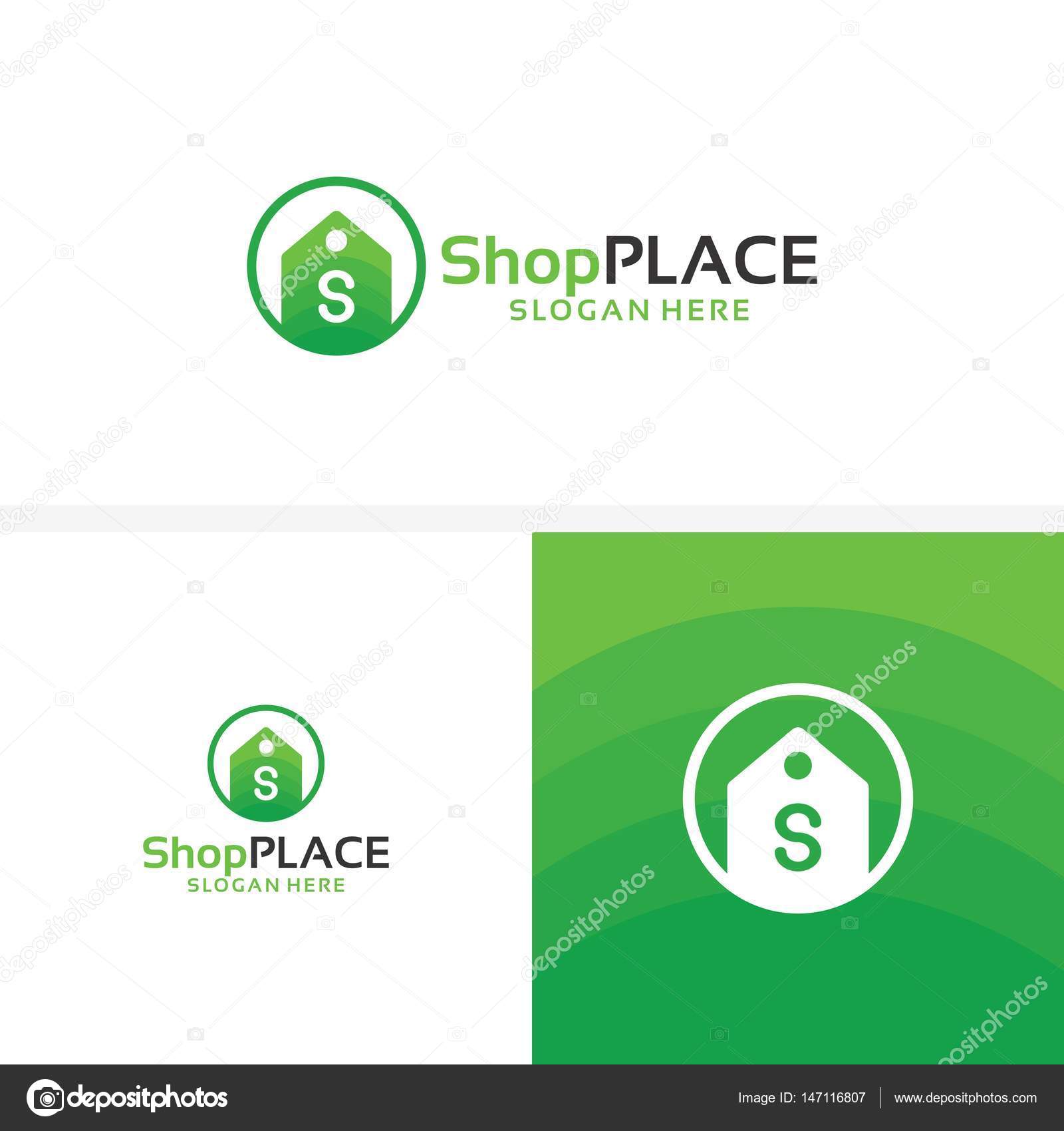 Shopping Center Logo Template Design Vector, Shop Place, Price tag