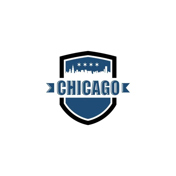 Chicago skyline emblem logotypen vektorillustration — Stock vektor