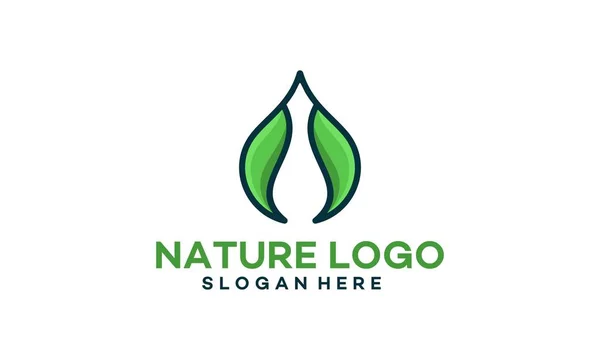 Natureza Folha e gota água logotipo vetor ilustração — Vetor de Stock
