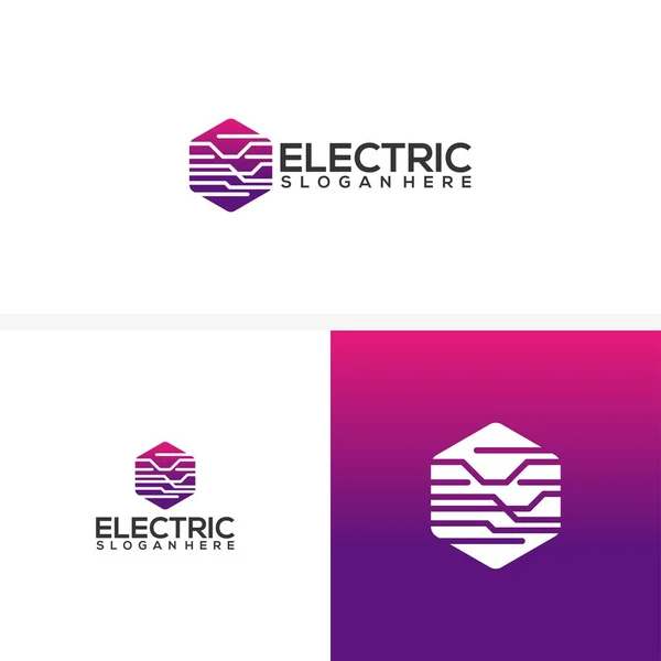 Sederhana, modern dan ikonik Listrik, Kawat, desain logo Teknologi templat - Stok Vektor