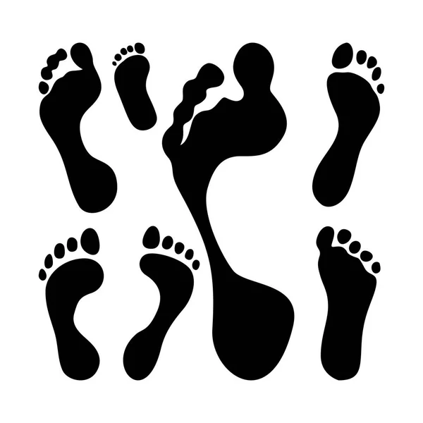 Aantal mensen voetafdruk silhouet vectorillustratie — Stockvector