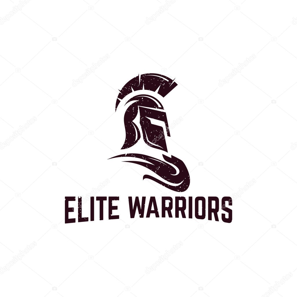 Classic Sparta warrior helmet logo with grunge effect