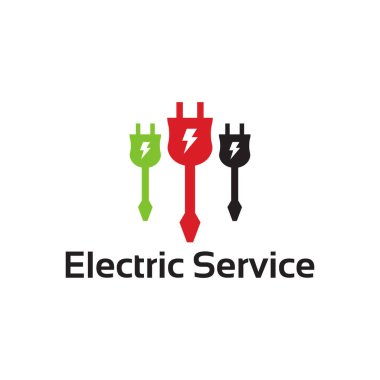 Elektrik Servis Logosu tasarım şablonu, vektör illüstrasyonu
