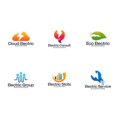 Modern Şimşek Yıldırımı logo tasarımları, Elektrik logosu şablonu, logo simgesi simgesi