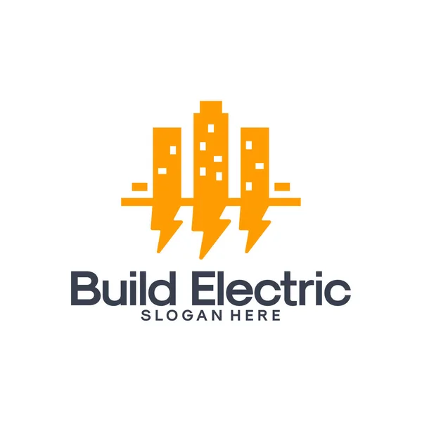 Construir plantilla de logotipo de electricidad, Diseño de logotipo de electricidad vector — Vector de stock