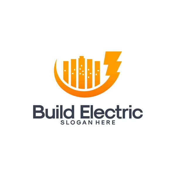 Construir plantilla de logotipo de electricidad, Diseño de logotipo de electricidad vector — Vector de stock
