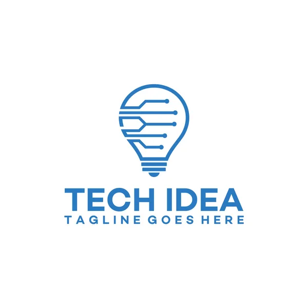 현 대의 Tech Bulb 로고 디자인 컨셉트 , Pixel Technology Bulb Idea 로고 템플릿 — 스톡 벡터