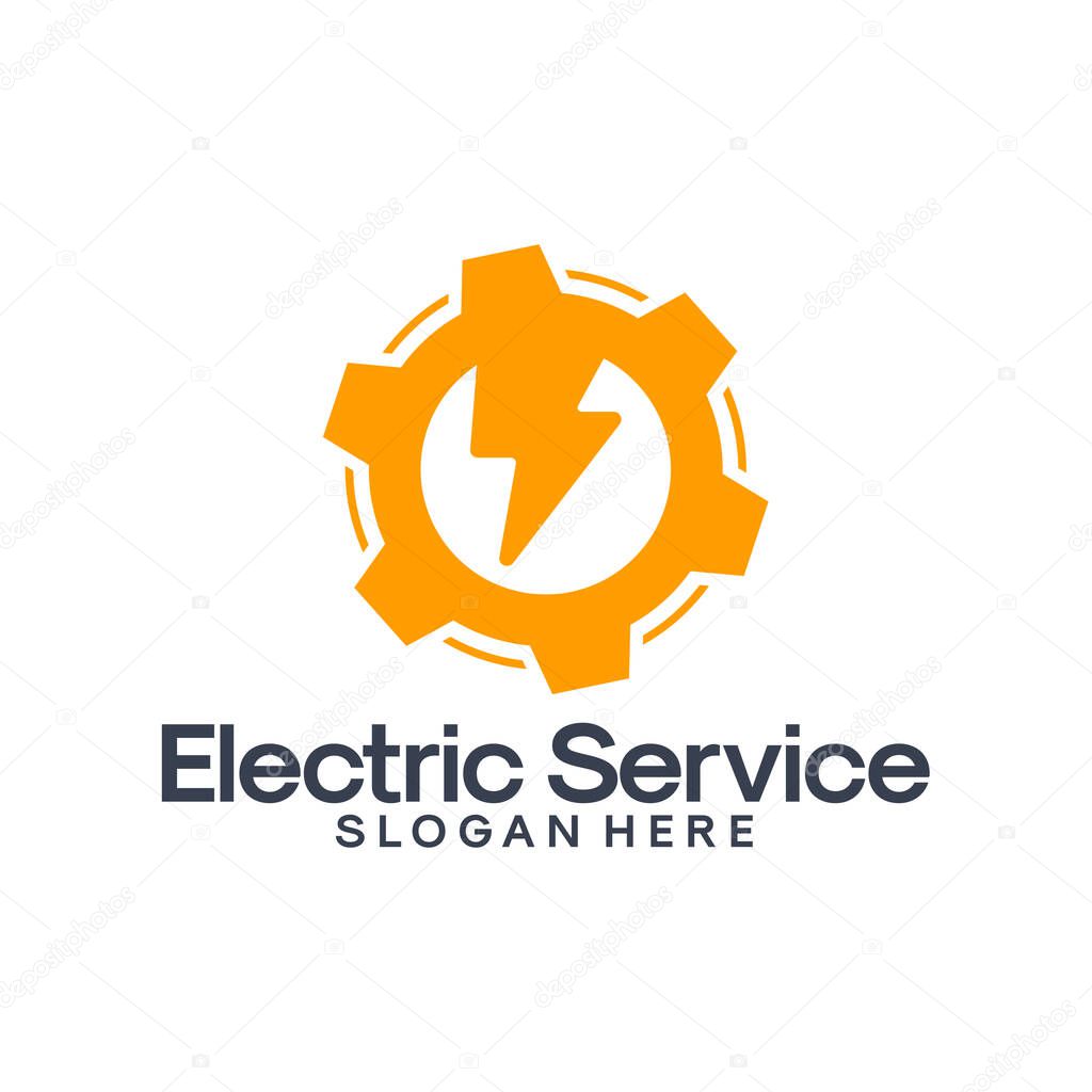 Bolt Electricity Gear logo designs concept vector, Fast Repair Thunder logo designs