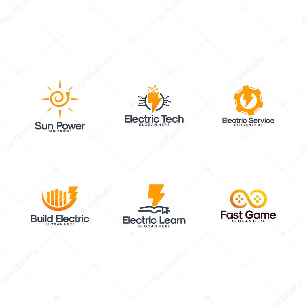 Modern Lightning Thunder logo designs, Electricity logo template, Logo symbol icon
