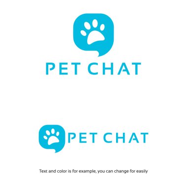 Pet Paw Foot Opinion Chat logo şablonu, Hayvan Danışmanı logosu tasarımları
